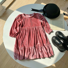Load image into Gallery viewer, Girls Plush Velvet Dress - Pink
