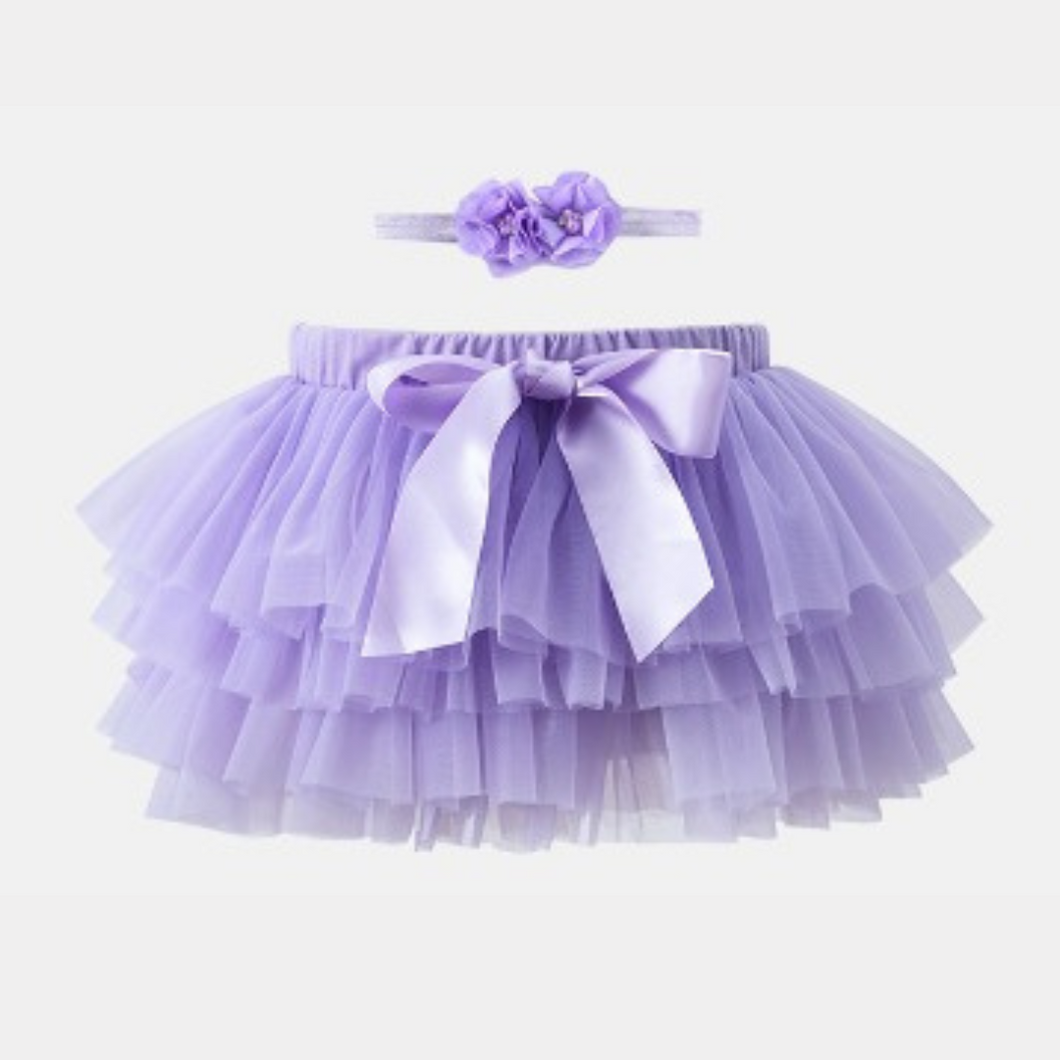 Baby/Toddler Tutu Skirt With Hair Band Set - Lilac