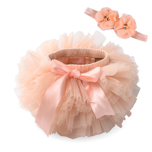 Baby/Toddler Tutu Skirt With Hair Band Set - Peach