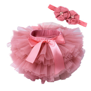 Baby/Toddler Tutu Skirt With Hair Band Set - Deep pink
