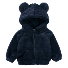 Load image into Gallery viewer, Fluffy Zipped Bear Hoodie - Navy
