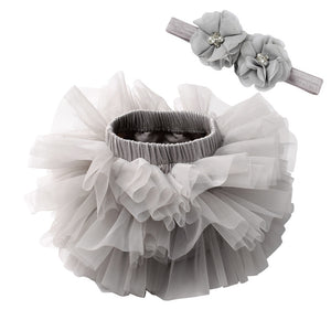 Baby/Toddler Tutu Skirt With Hair Band Set - Grey