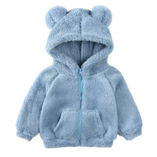 Load image into Gallery viewer, Fluffy Zipped Bear Hoodie - Blue
