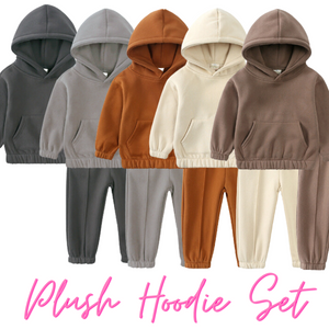 Plush Hooded Tracksuit - Brown