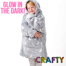 Load image into Gallery viewer, Kids Cuddle Hoodie - Grey Glow In The Dark
