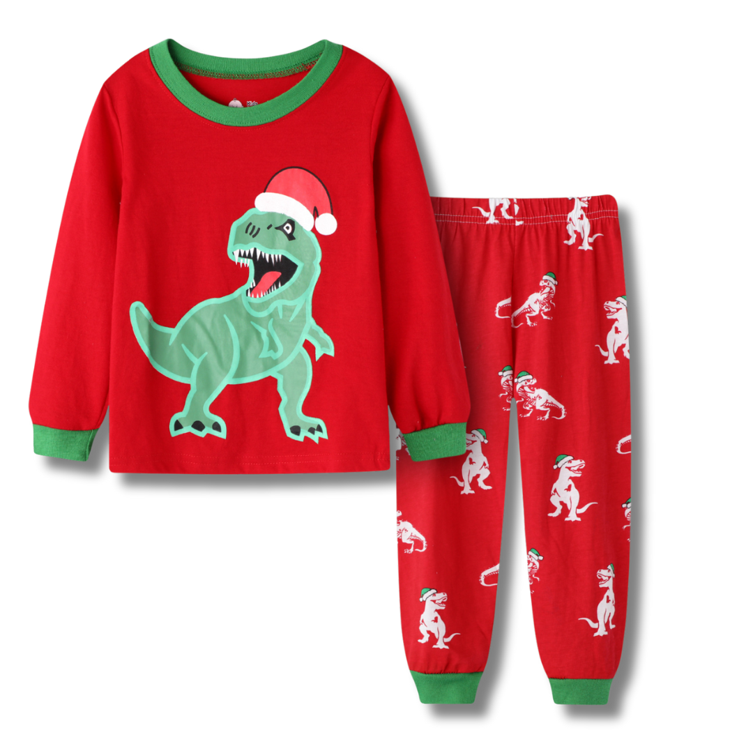 Kids Christmas Pyjamas T rex Dino