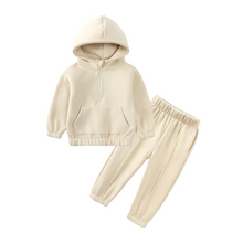 Load image into Gallery viewer, Half Zip Thick Hooded Tracksuit - Beige
