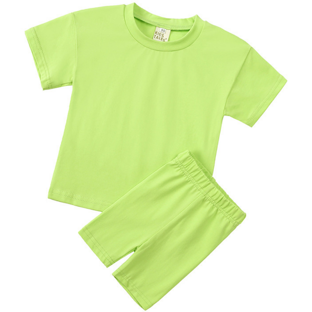 Kids Tales Children's Cycling Shorts Set - Lime Green