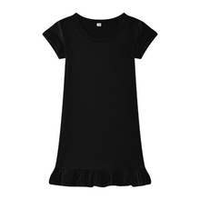 Load image into Gallery viewer, Dropped Hem Summer Short Sleeve Dress - Black
