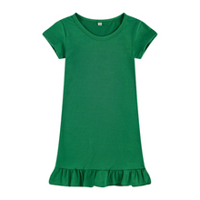 Load image into Gallery viewer, Dropped Hem Summer Short Sleeve Dress - Green
