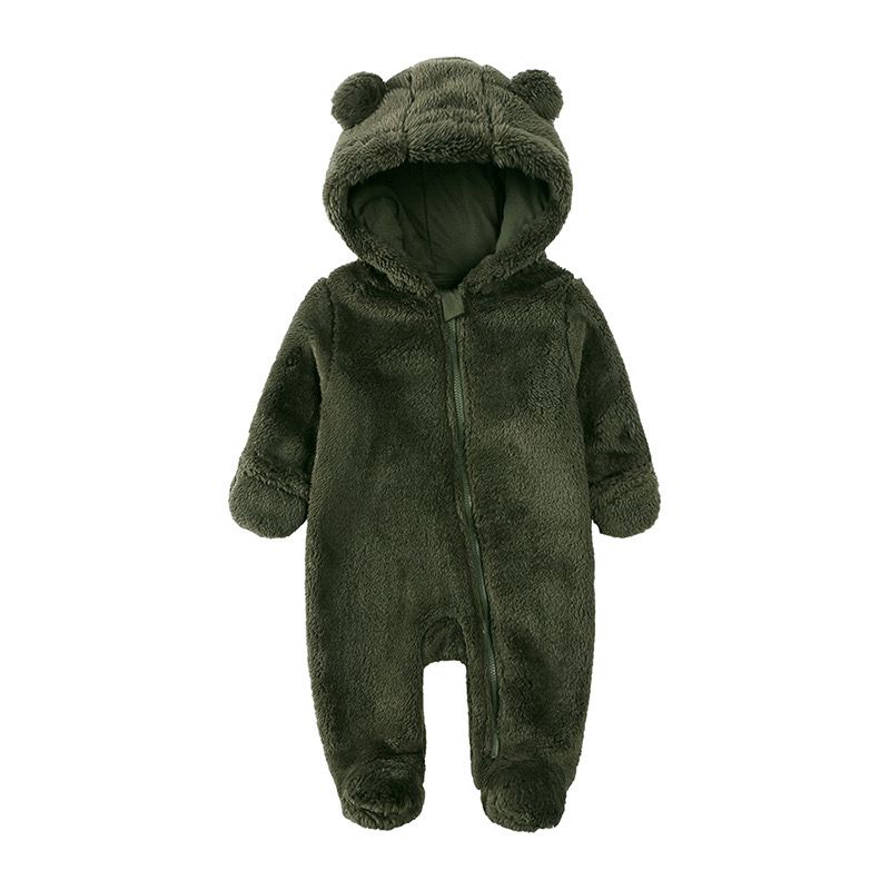 Fluffy Bear Baby Onesie - Khaki