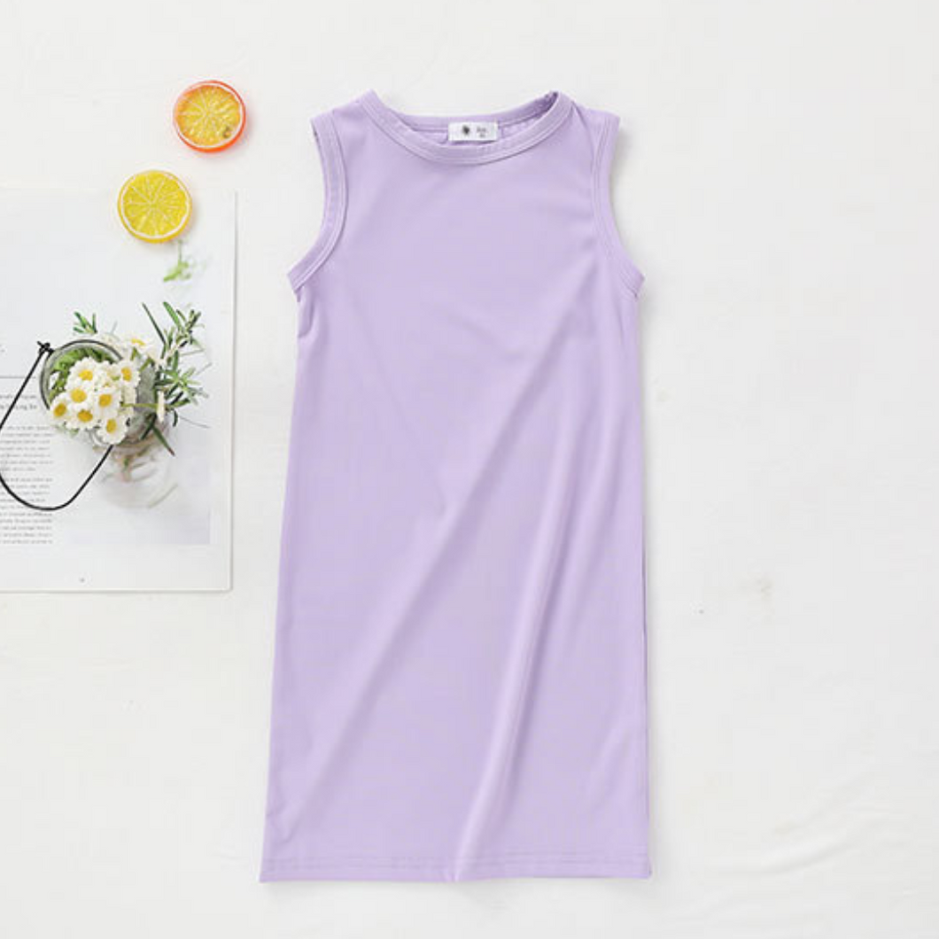 Girl's Racer Top Summer Dress - Lilac
