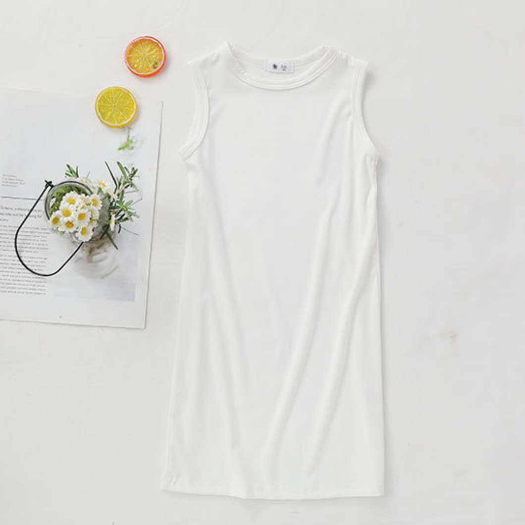 Girls' Racer Top Summer Dress - White