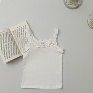 Supersoft Frilly Vest Top - White