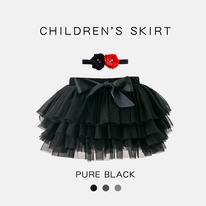 Baby/Toddler Tutu Skirt With Hair Band Set - Black
