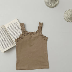 Supersoft Frilly Vest Top - Tan
