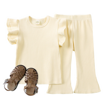 Load image into Gallery viewer, Ribbed Ruffle Co-Ord Set - Cream
