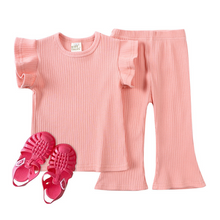 Load image into Gallery viewer, Ribbed Ruffle Co-Ord Set - Pink
