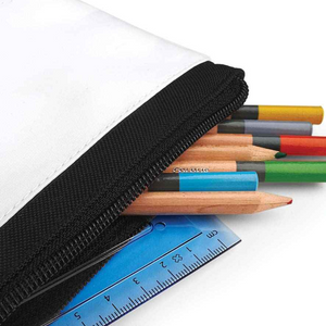 Blank White Sublimation Pencil Case (Black Detail)