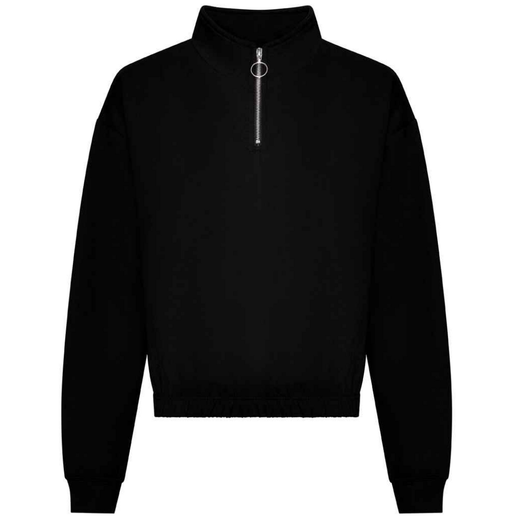 Women's Half Zip Cropped Sweatshirt - Black