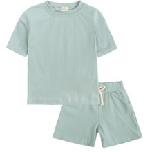 Load image into Gallery viewer, Kids Tales Shorts and Tee Set - Seafoam Blue
