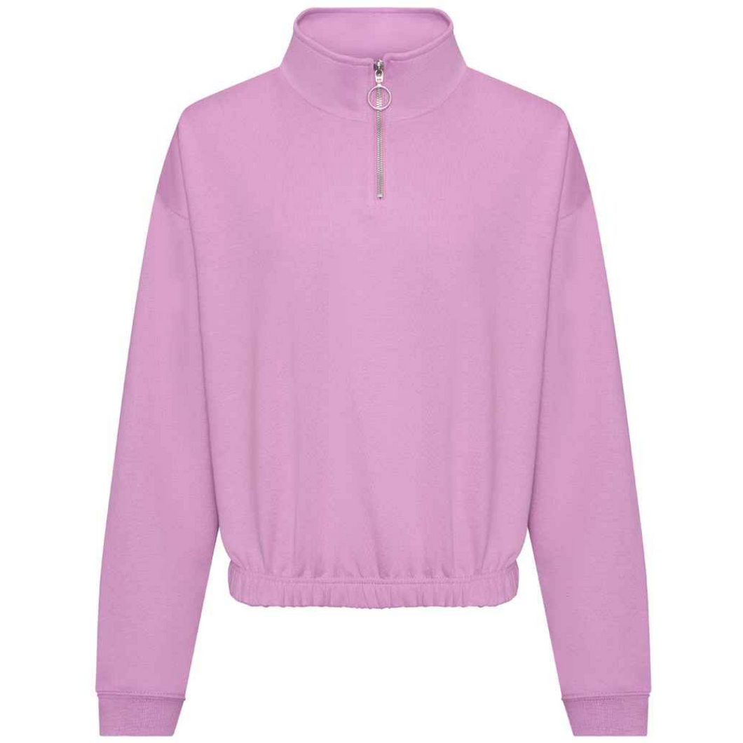 Women's Half Zip Cropped Sweatshirt - Lilac