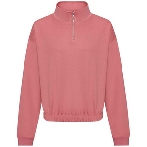 Women's Half Zip Cropped Sweatshirt - Rose