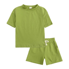 Load image into Gallery viewer, Kids Tales Shorts and Tee Set - Pea Green
