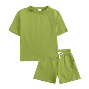 Kids Tales Shorts and Tee Set - Pea Green