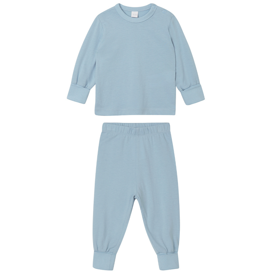 Plain Cotton Baby Toddler Pyjamas Dusty Blue
