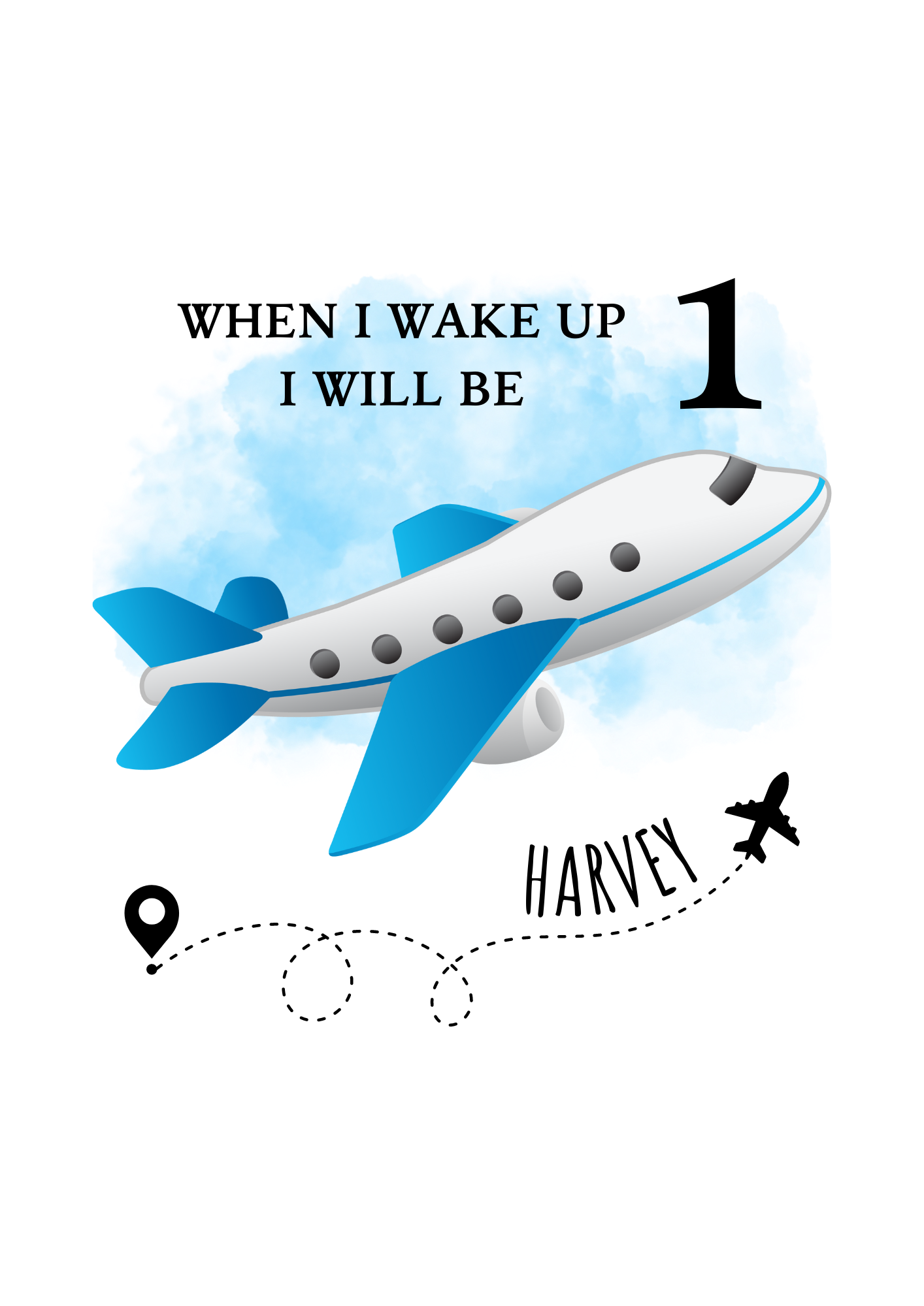 Birthday Plane Name Design Sublimation Print