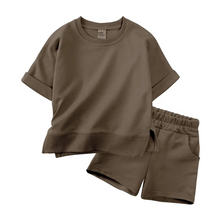 Load image into Gallery viewer, Kids Tales Spring Shorts and Tee Sets -  Brown
