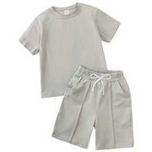 Load image into Gallery viewer, Boy&#39;s Smart Shorts &amp; T-Shirt Co-Ord - Ice Grey

