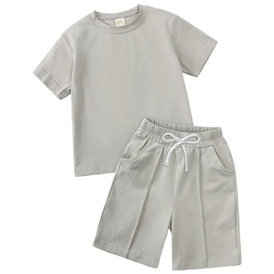 Boy's Smart Shorts & T-Shirt Co-Ord - Ice Grey