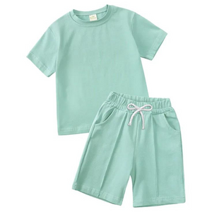 Boy's Smart Shorts & T-Shirt Co-Ord - Seafoam Blue