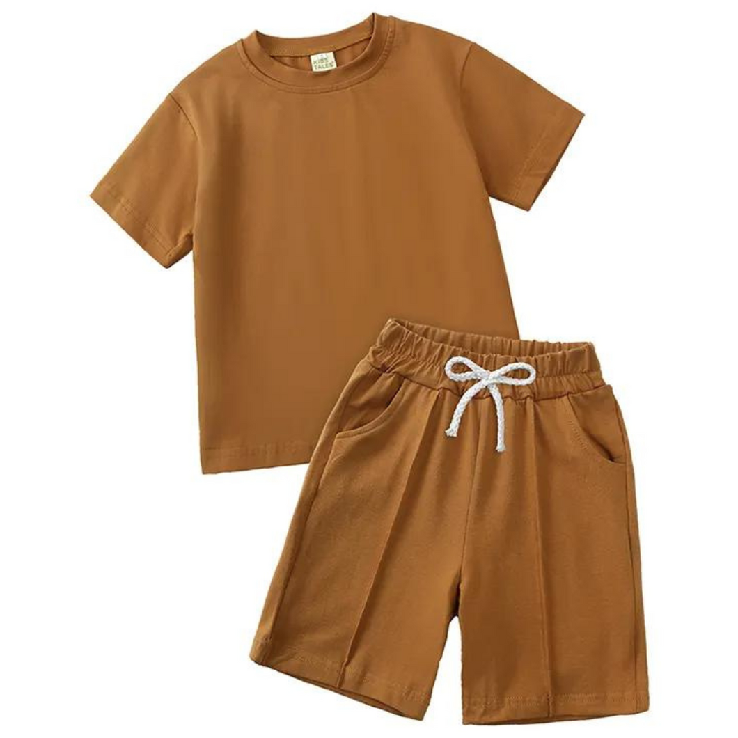 Boy's Smart Shorts & T-Shirt Co-Ord - Tan