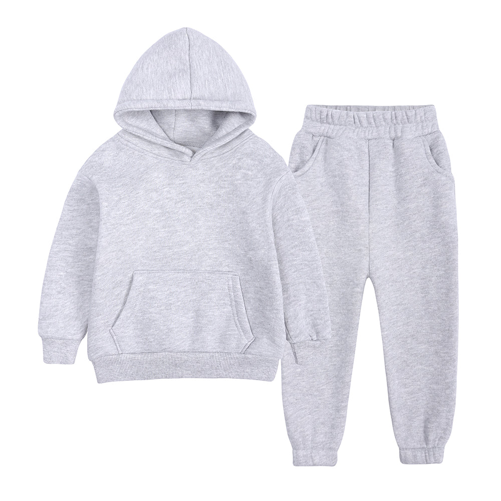 Thick Fleece Hooded Tracksuit - Grey