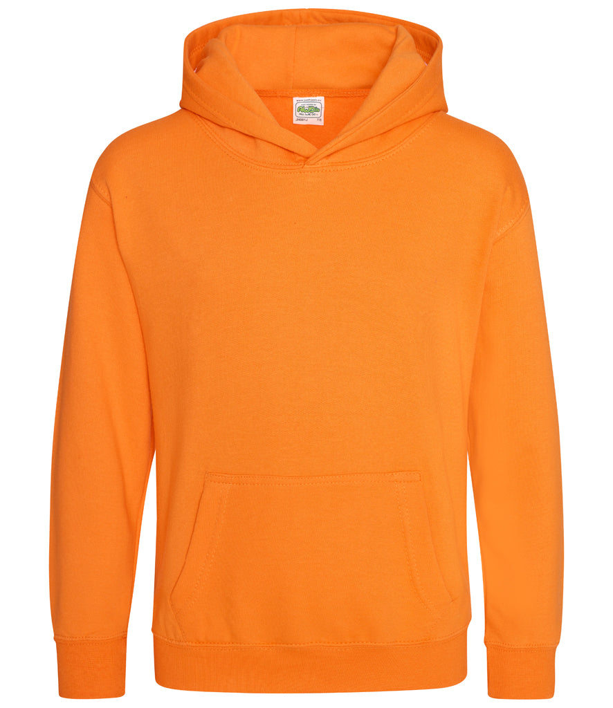Kids Blank Cotton Hoodie - Orange Crush