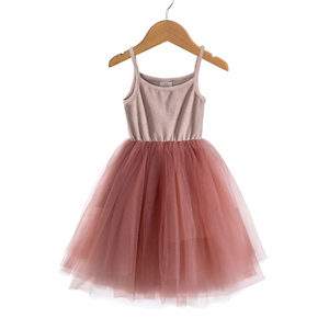 Strappy Tulle Tutu Dress - Nude/Dusty Pink