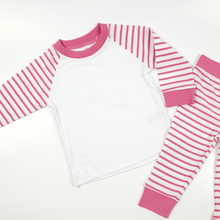 Load image into Gallery viewer, Kids Toddler/Baby Blank Sublimation Pink/White Striped Pyjamas
