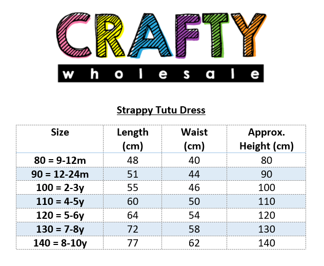 Tutu dress size sales chart