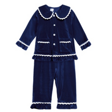 Load image into Gallery viewer, Girl&#39;s Cotton Velour Pyjamas - Winter Blue
