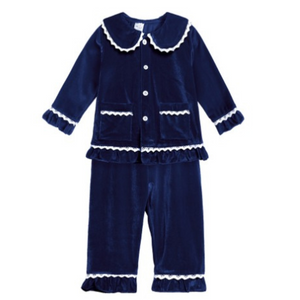 Girl's Cotton Velour Pyjamas - Winter Blue