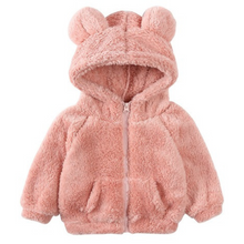 Load image into Gallery viewer, Fluffy Zipped Bear Hoodie Pink
