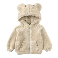 Load image into Gallery viewer, Fluffy Zipped Bear Hoodie Beige
