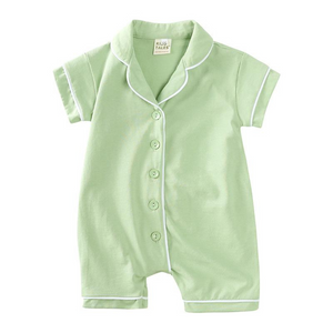 Kids Tales Traditional Pyjama Romper Shortall Style - Pea Green