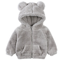 Load image into Gallery viewer, Fluffy Zipped Bear Hoodie Grey
