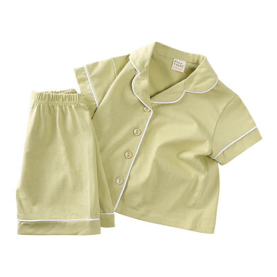Kids Tales Traditional Pyjama Shorts Set - Yellow Ochre