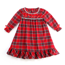 Load image into Gallery viewer, Girl&#39;s Cotton Tartan Nightie in Red

