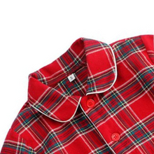 Load image into Gallery viewer, Boy&#39;s Cotton Tartan Pyjamas Two-Piece in Red
